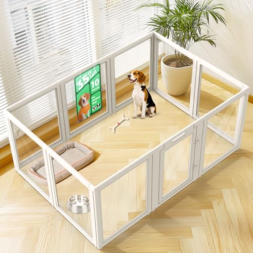 AuraSpace Clear Acrylic Indoor Dog Playpen (White / 35"H)