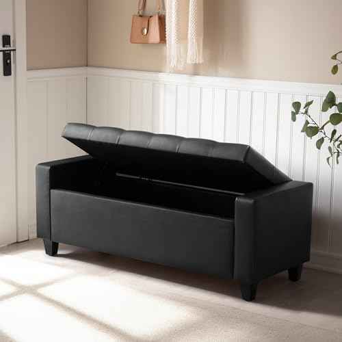 Ottoman with Storage (Black-pu)