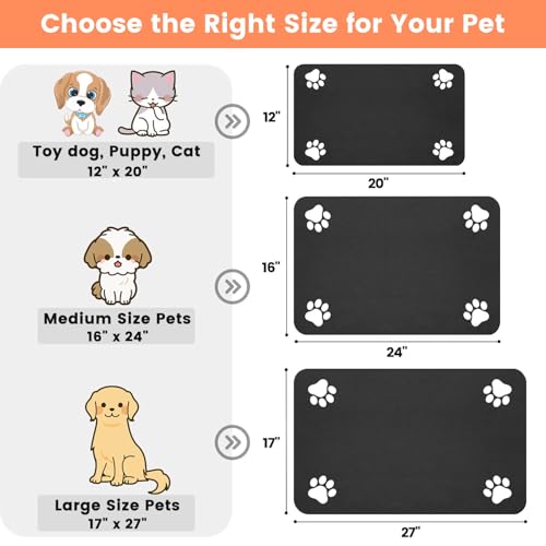 Pet Feeding Mat (Black / 24"L x 16"W)