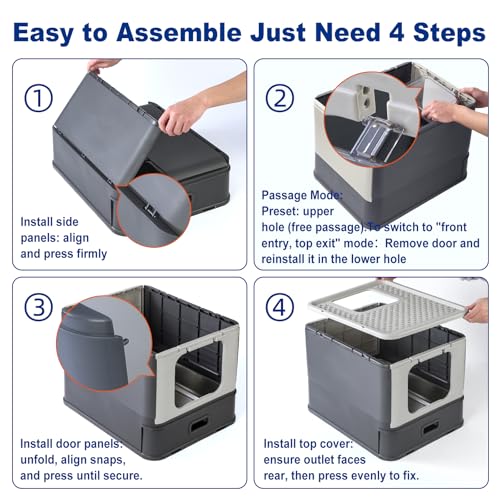 Stainless Steel Cat Litter Box with Lid & Drawer