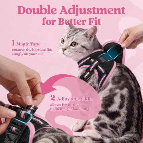 Cat Harness and Leash Set (L / Black & Pink)
