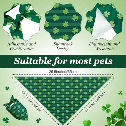 100 Pcs St Patricks Day Bandanas Bulk for Dogs Adjustable Irish Shamrocks Clover Green Plaid Triangle Soft Bibs Puppy Bandana for Small Medium Large Pet Costume (St Patricks Day / 25.6 x 17.7 x 17.7 Inch)