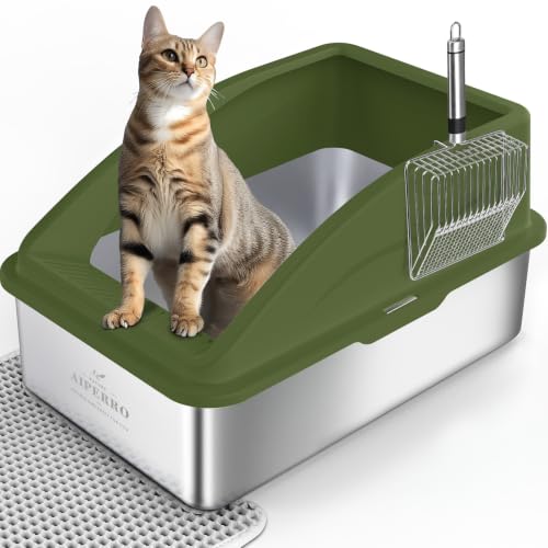 Stainless Steel Litter Box (Olive Green / X-Large)
