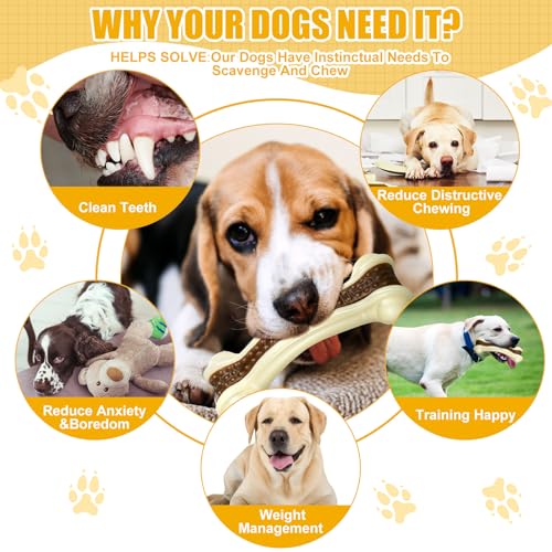 6 Pcs Nylon Dog Bones Toys for Aggressive Chewers (Medium/Large)