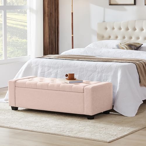 48" Ottoman with Storage (Pink / 19.7"D x 48"W x 16.9"H)