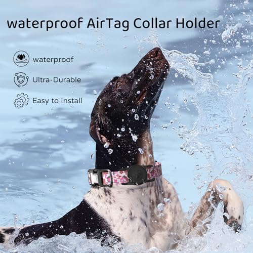 IP68 Waterproof AirTag Holder for Dog Collar (Black)