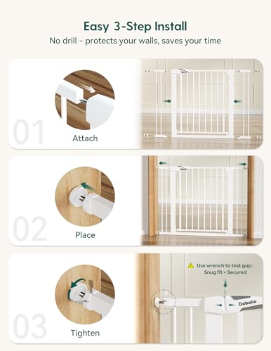 36 in Extra Tall Baby Gate for Stairs No Drilling (White / 36"Tall 26"-40" Wide)