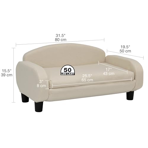 Cat Sofa Bed Pet Couch for Indoor Cats Elevated Cat Beds with Removable Washable Mattress Cover for Kitten (Pet Sofa / Oatmeal)