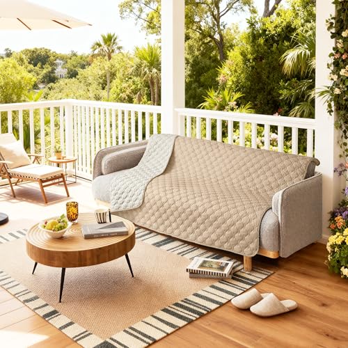 Waterproof Pet Blanket for Bed (52x82 Inch (Pack of 1) / Dark Beige/Light Beige)