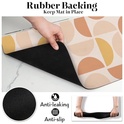 Dog Food Mats for Floors (Boho Semicircle / L(17"×30"))