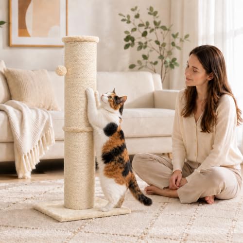 32 Inch Tall Cat Scratching Post (X-Large / Beige)
