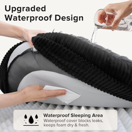 Fluffy Orthopedic Dog Bed for Large Dogs (Black / L-PLUS (38"x 28"x 7"))