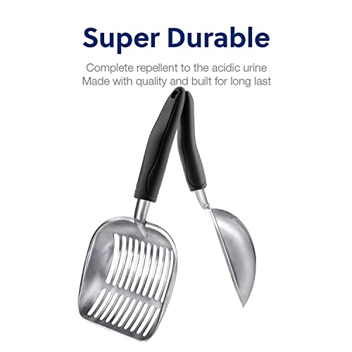 Cat Litter Scoop (Large / FLAT Aluminum \ #06 Black Handle)
