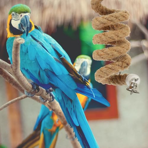 Bird Rope Perch Parrot Rope Toy for Bird Cages 39.37in Climbing Toys for Birds with Stable Clips Hanging Accessories for Play Exercise and Cage Decoration