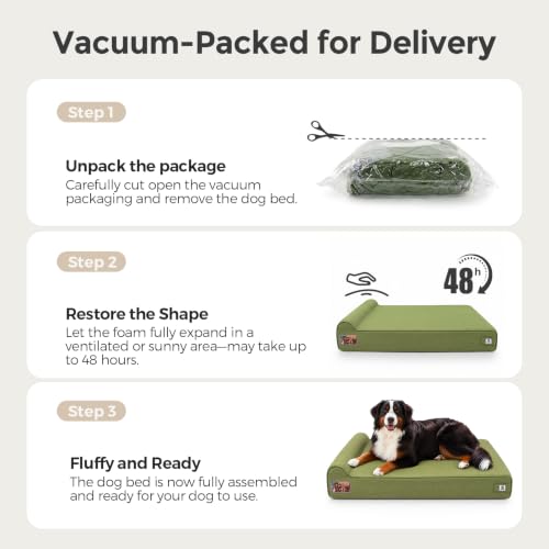 Orthopedic Dog Beds for Extra Large Dogs (XX-Large / Canvas-Green)