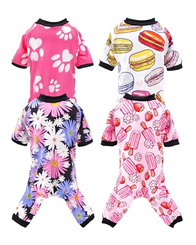 4 Pack Pink Dog Pajamas for Medium Dogs (Large)