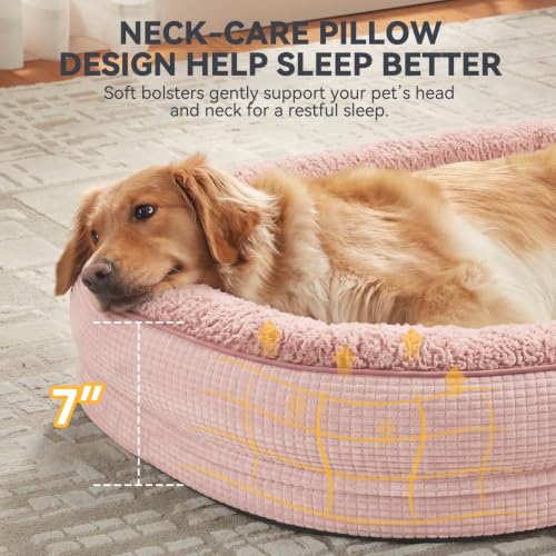Orthopedic Dog Bed for Large Dogs (Pink / 35"l X 25"w X 7.0"th)