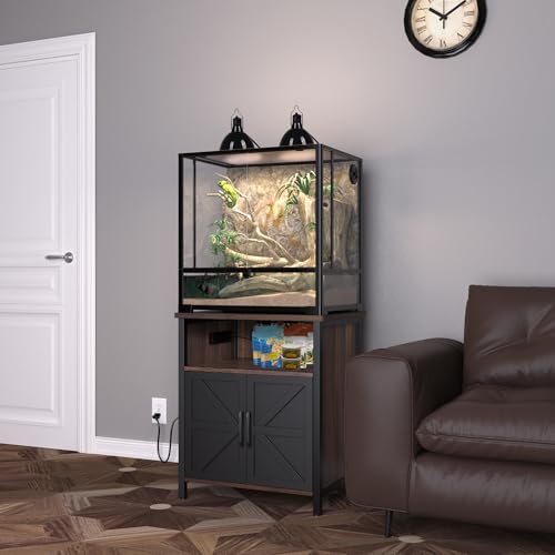 Terrarium Stand Reptile Tank Stand for 24" Wx18 D Reptile Terrarium (Black / 24" x 18")