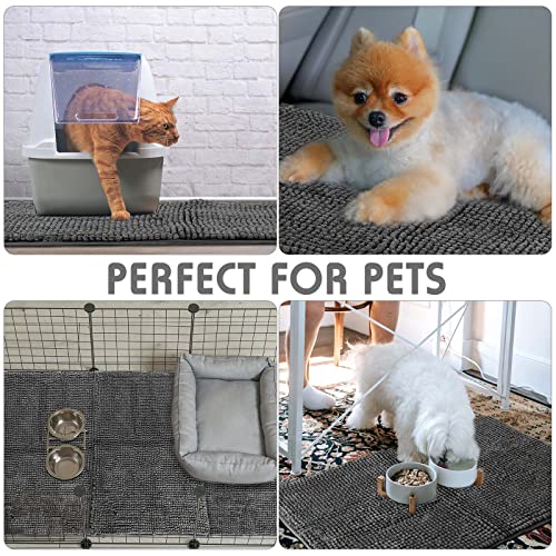 4 Pcs Guinea Pig Cage Liner (Dark Gray / 16 x 24 Inch / Low Pile Chenille)