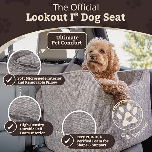 Dog Car Seat for Dogs up to 25lbs (Merlin Linen / Medium)