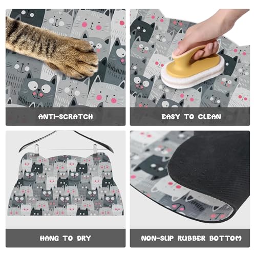Cat Food Mats for Floor (Grey / 23.6"L x 13.7"W)