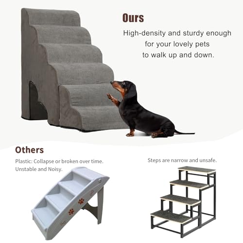 Pet Dog Stairs for Small Dogs for Beds 25 (Grey 28" H)