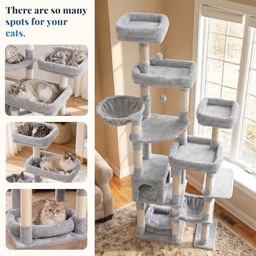 Cat Tree Tower (Light Gray / 72.8 Inches)
