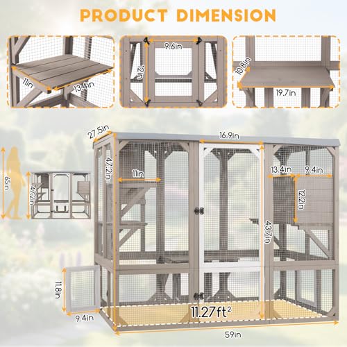 Catio Outdoor Cat Enclosure (59" L x 27.5" W x 47.2" H)