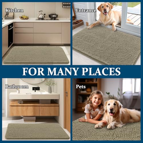 Dog Door Mat for Muddy Paws 47x17 (Warm Taupe / 47" X 17")