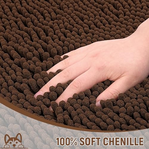 Absorbent Dog Door Mat for Muddy Paws (48"L x 30"W x 1" Th / Brown)