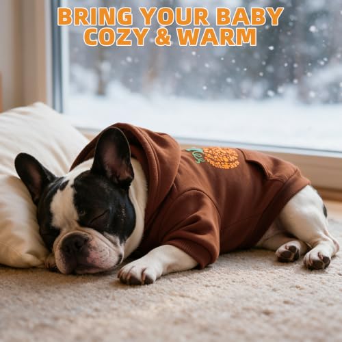Fall Dog Clothes Thanksgiving Pet Hoodie Sweater for Large Dogs (Brown / Medium)