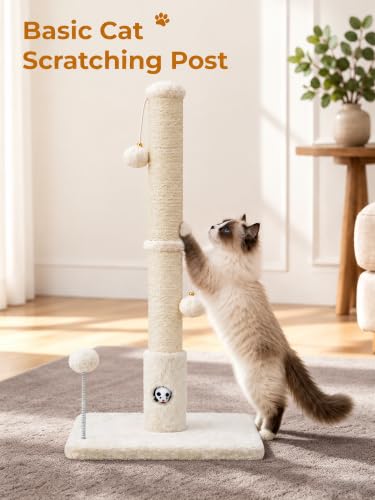 Funny Cat Scratching Posts Sturdy Scratcher Posts 33'' Off White (Off White / 33‘’)