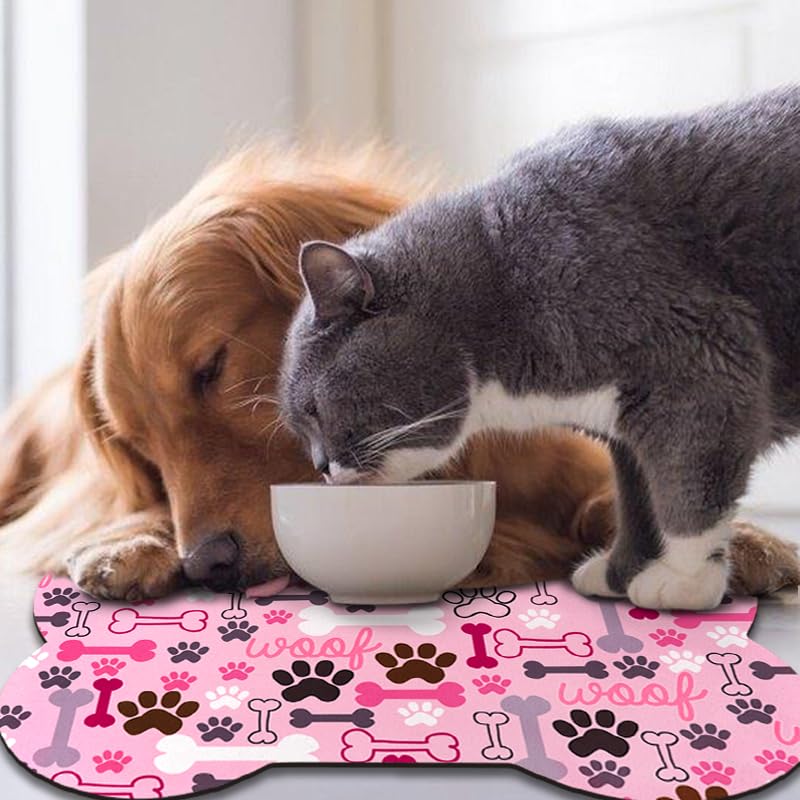 Dog Food Mats for Floors Waterproof (Pink / 25.5"L x 17"W)