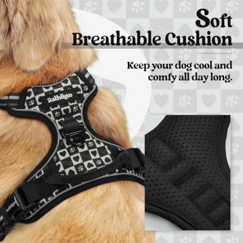 Dog Harness No Pull for Large Dogs with 2 Leash Clips (Small / Black Grid)