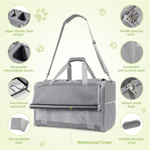 Large Cat Carrier for 2 Cats (Grey(Large))