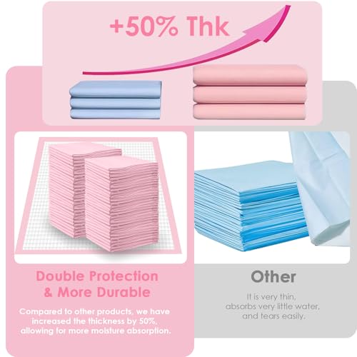Pet Toilet Training Pads 100 Count Disposable Puppy Pee Pads for Dogs (Pink / 13" x 18"-100 Count)