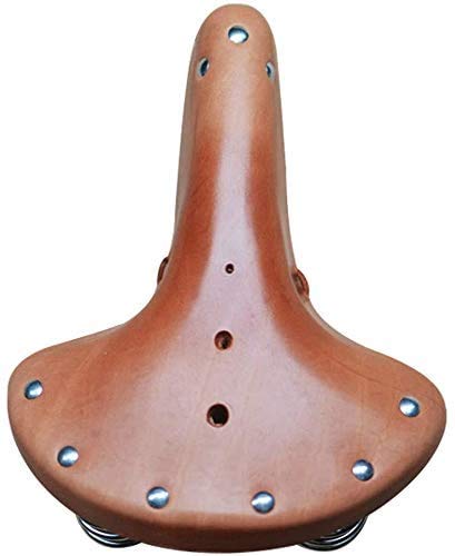 English Vintage Bicycle Saddle Touring City Saddle Comfortable Comfort Leather Bicycle Seat with Spring Rivets for Women Men (Orange)