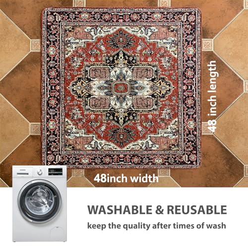 Washable Pee Pads for Dogs (48x48 Inch (Pack of 2) / Red/Rect)