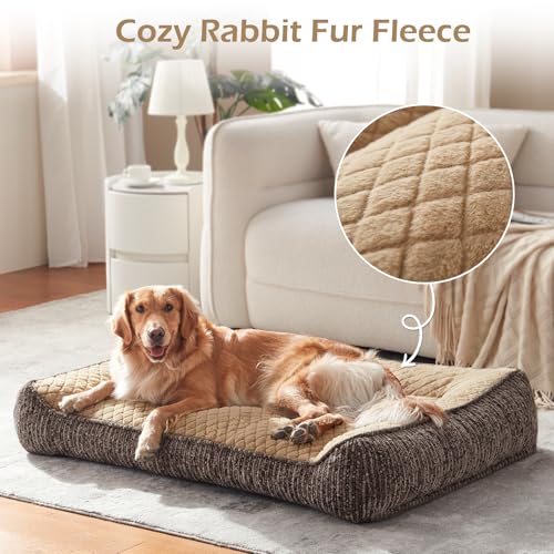 Orthopedic Dog Bed Medium Sized Dogs (L(35"L x 25"W x 8"Th) / Brown)