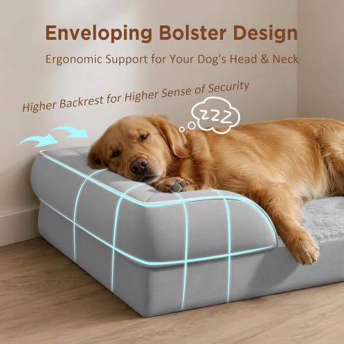 Waterproof Orthopedic Dog Bed for Medium Size Dog (30.0"L x 20.0"W x 7.0"Th / Grey White)