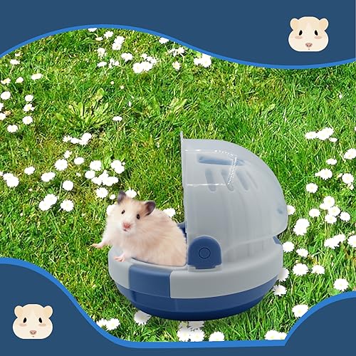 Hamster Carrier Cage Portable Cages Small Animals Carry Travel Case with Water Bottle Plastic Breathable Guinea Pig Outgoing Cage for Dwarf Hamster Ferret Chinchillas Hedgehog (【Blue】)