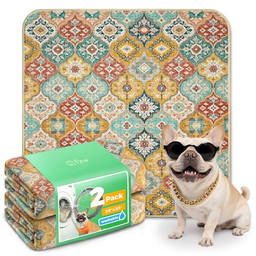 Washable Pee Pads for Dogs (Beige Gourd / 35" Square (2 Packs))