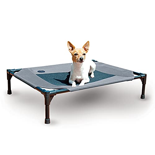 K&H Outdoor Elevated Dog Bed for Small & Medium Pets (Gray/Black Mesh / Medium 32"L x 25"W)