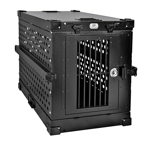 Aluminum Collapsible Dog Crate (Black / 34.6"L x 25.2"W x 28.9"H)