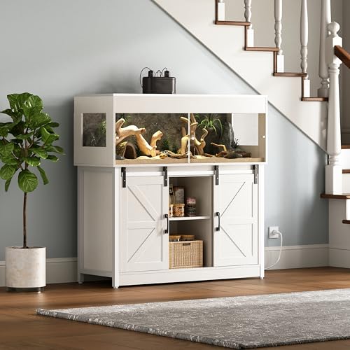 60 Gallon Reptile Tank with Stand Reptile Enclosure with Barn Door (White / 60 Gallon)