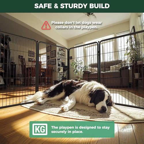 Homeplus Indoor Dog Playpen with Divider Connectors (Black / 40"H)