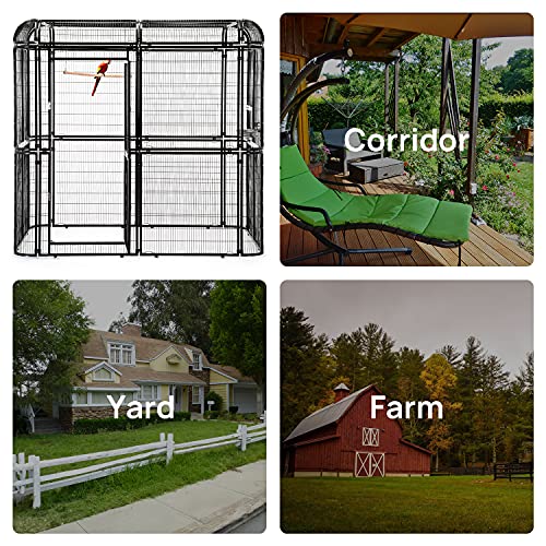 Parrot Cages for Large Birds Outdoor Extra Large Bird Cage with Bird Cage and Perch (Black)