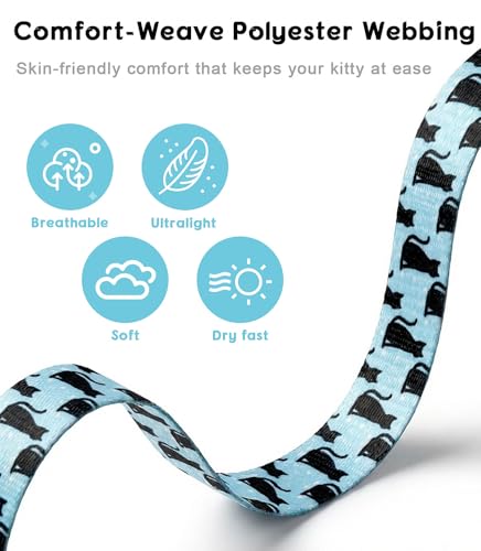 Cat Harness and Leash Set (Light Blue Kitty / Medium (8-18 lb))