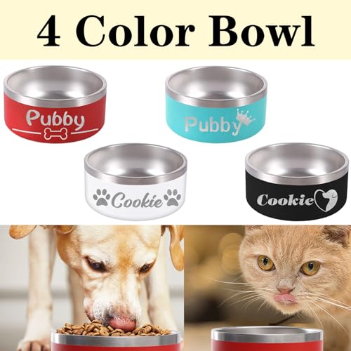 32OZ Personalized Dog Bowl Laser Engraved Custom Pet Name 18 (Light Blue / 32 oz (2.8x6.4in))