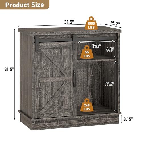 Farmhouse 20 29 Gallon Fish Tank Stand with Power Outlet (Grey / 20 Gallon)